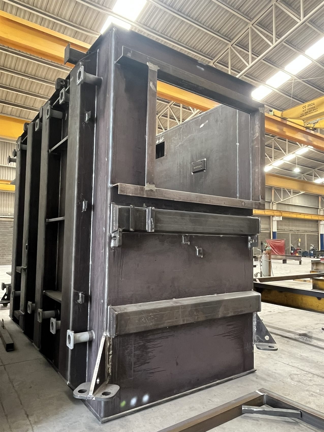 Transformer tank weldment on the shop floor